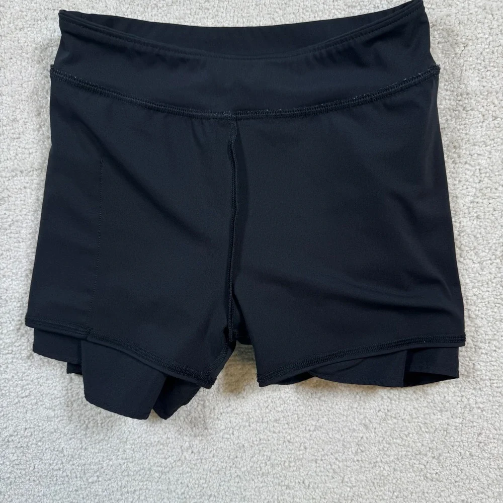 Abercrombie Kids YPB Shorts Girls 13/14 Black Active Double Layer Running